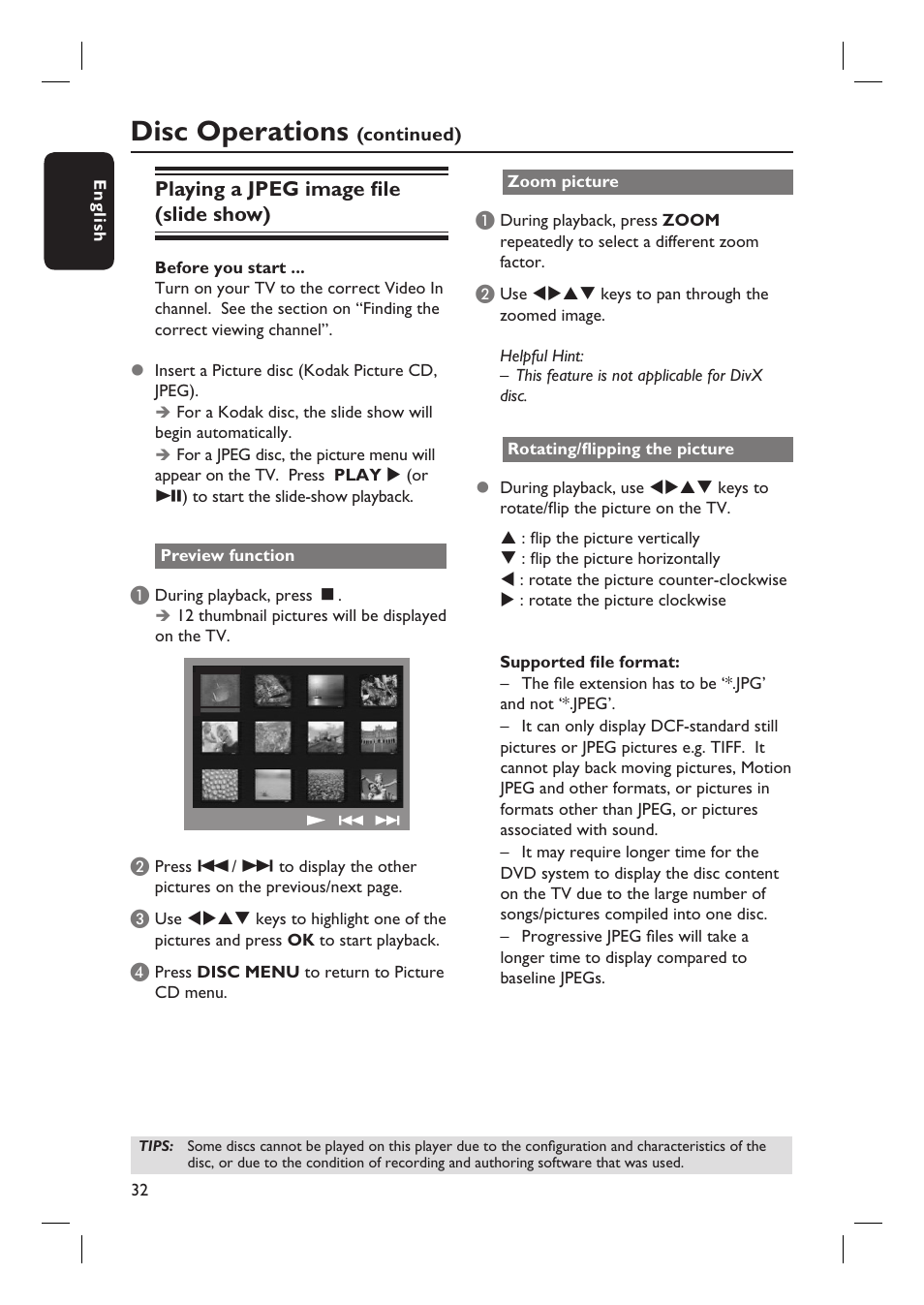 Disc operations | Philips HTS6510 User Manual | Page 32 / 53