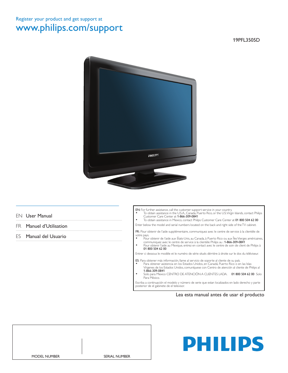 Philips 19PFL3505D User Manual | 36 pages