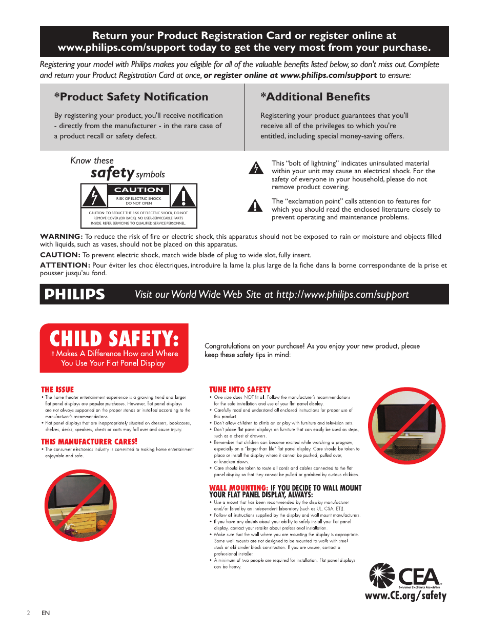 Safety, Product safety notification *additional benefits, Know these | Symbols | Philips 19PFL3505D User Manual | Page 3 / 36