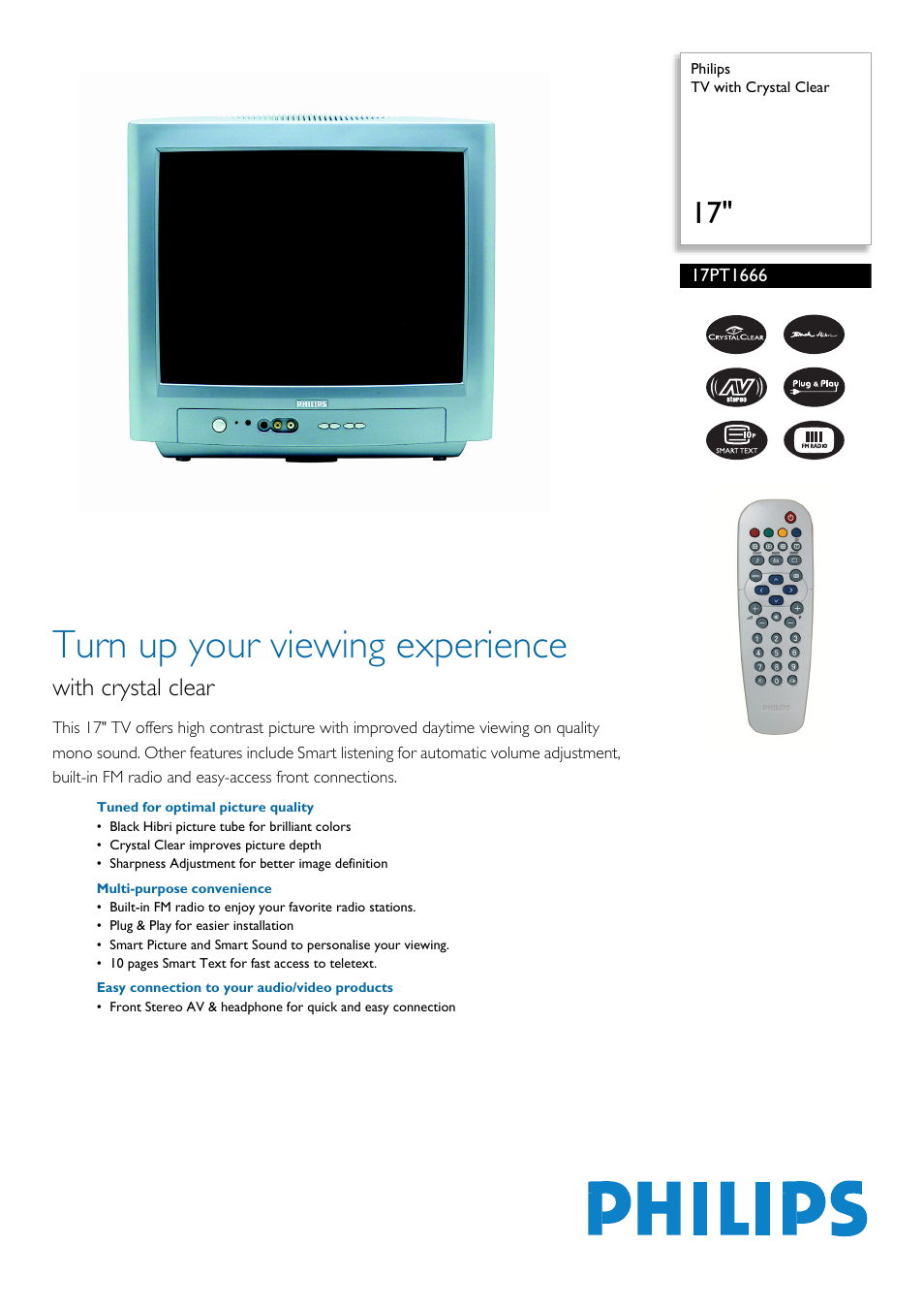 Philips 17PT1666 User Manual | 2 pages