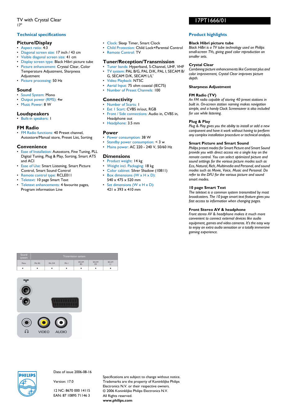 For preview purpose only | Philips 17PT1666 User Manual | Page 2 / 2