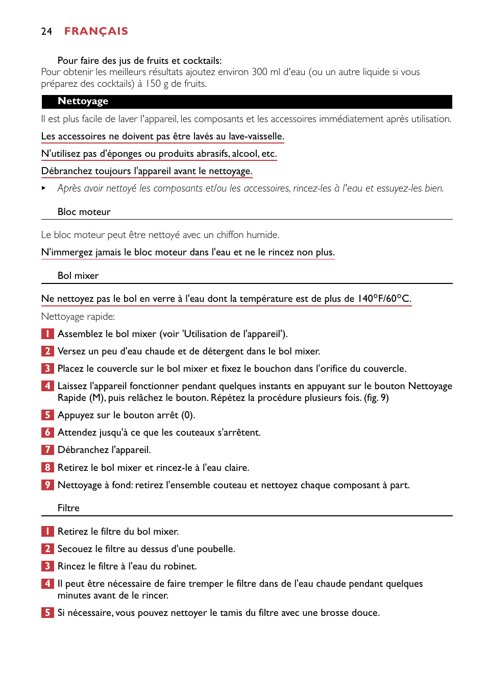 Philips HR1741 User Manual | Page 24 / 100