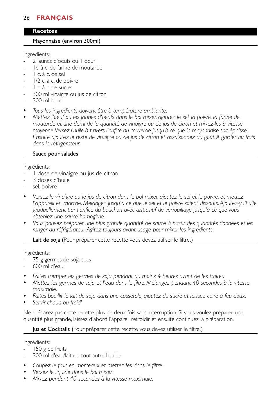 Philips HR1741 User Manual | Page 26 / 100