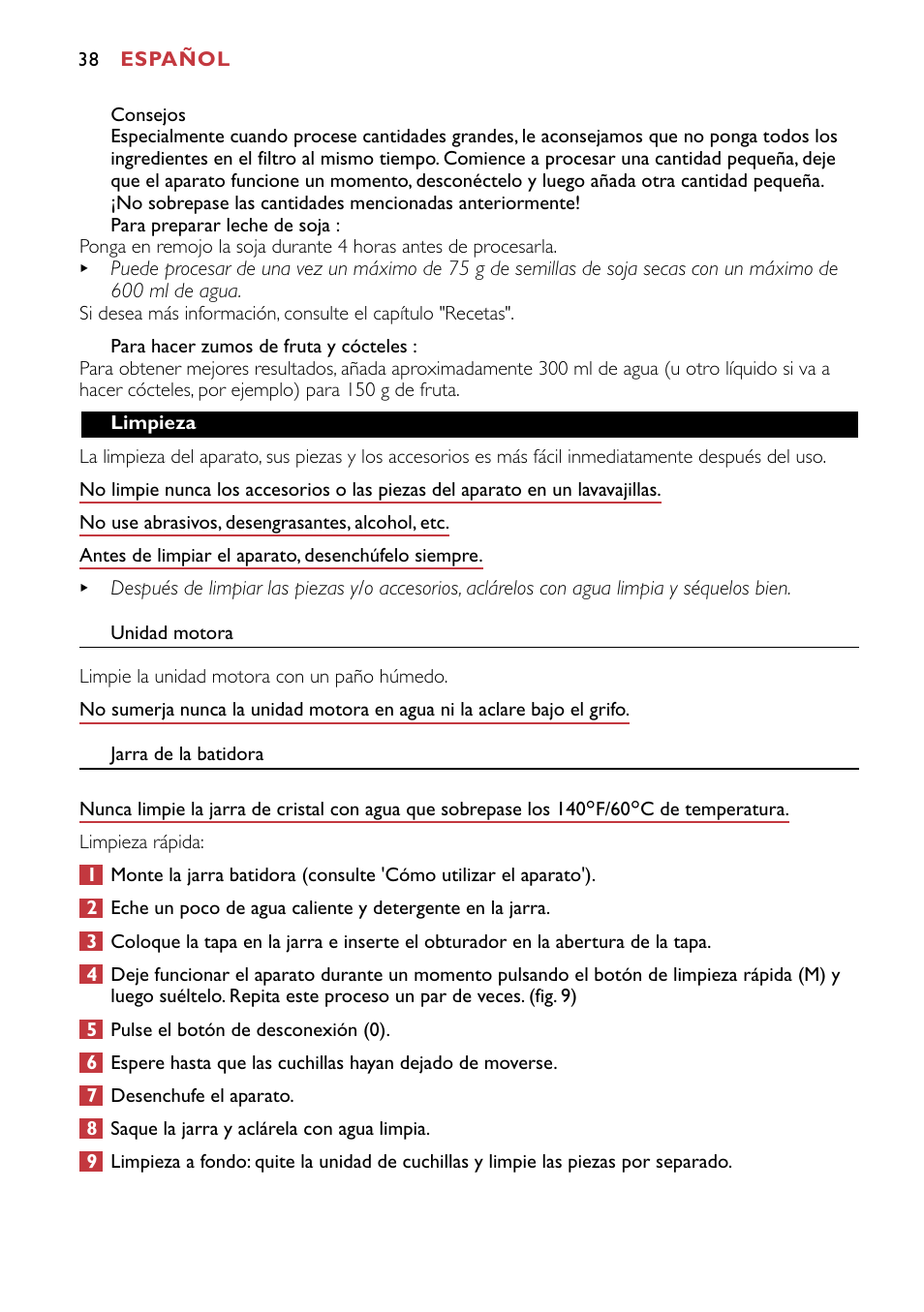 Philips HR1741 User Manual | Page 38 / 100