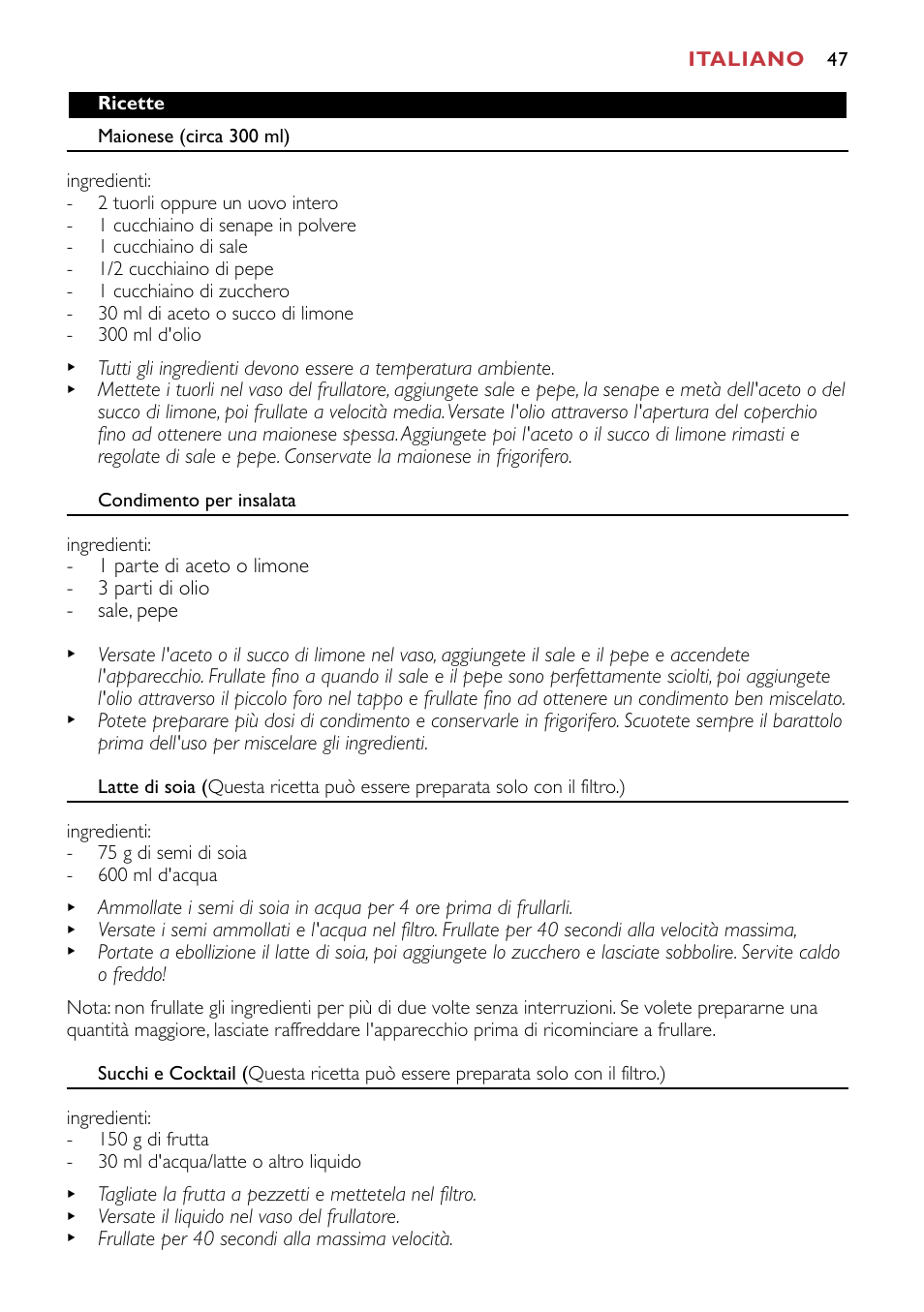 Philips HR1741 User Manual | Page 47 / 100