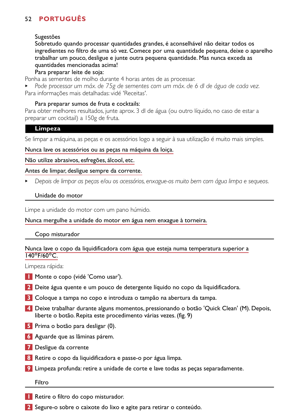 Philips HR1741 User Manual | Page 52 / 100