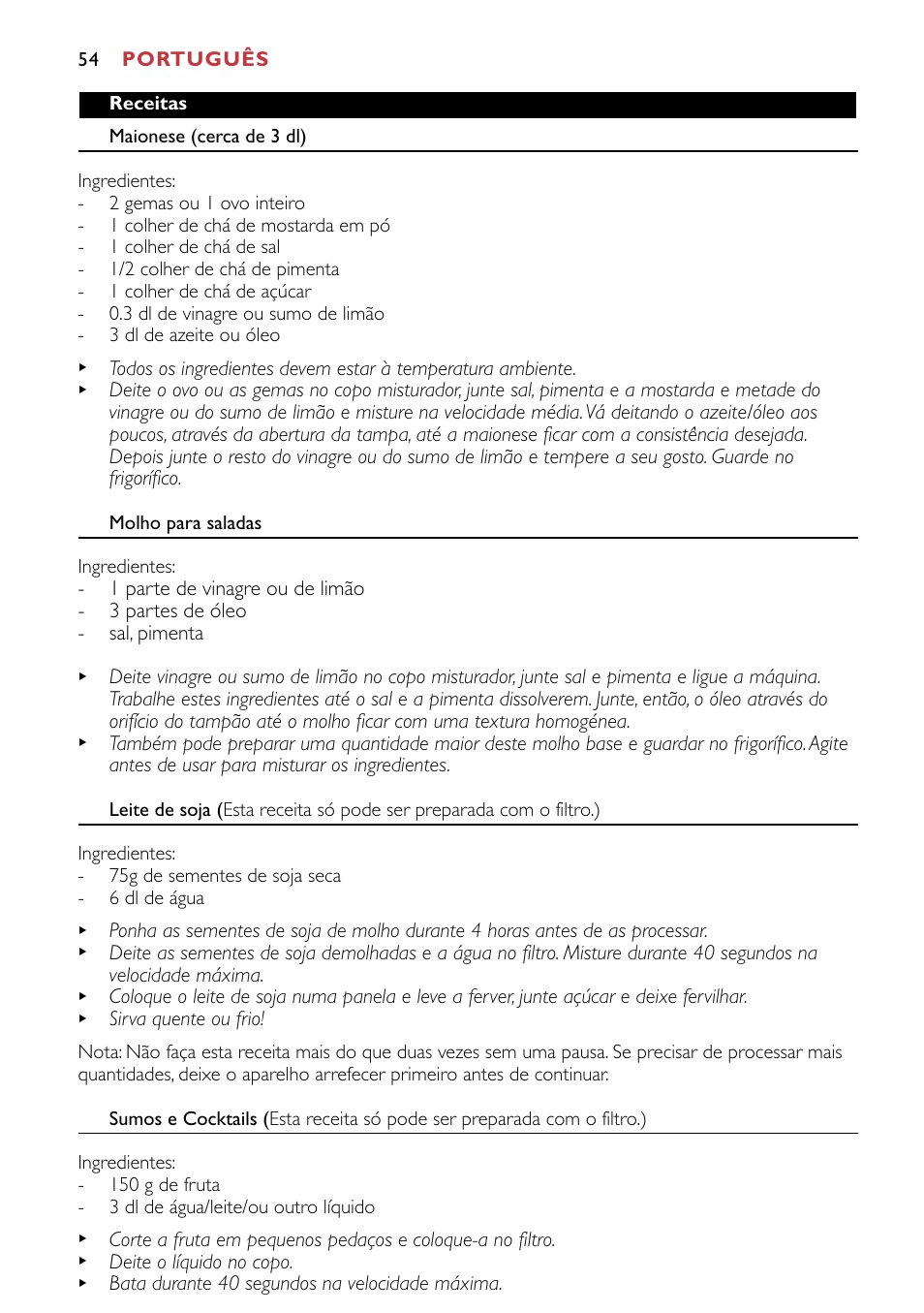 Philips HR1741 User Manual | Page 54 / 100