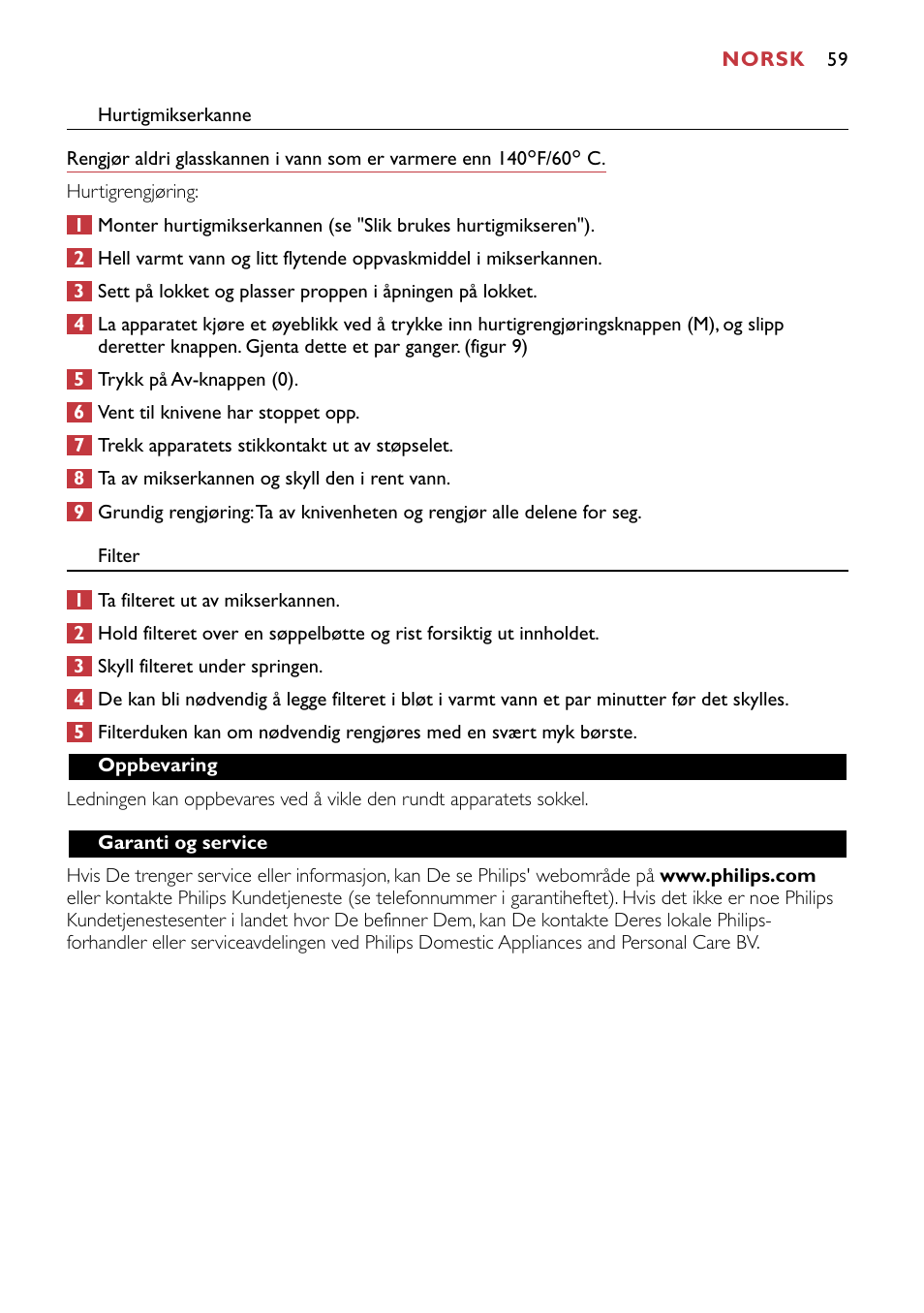 Philips HR1741 User Manual | Page 59 / 100