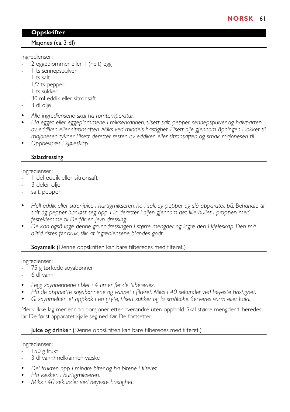 Philips HR1741 User Manual | Page 61 / 100