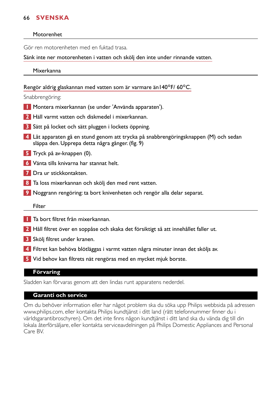 Philips HR1741 User Manual | Page 66 / 100