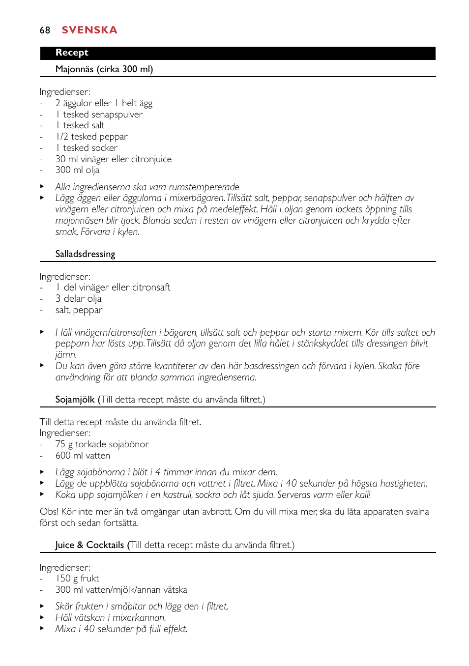 Philips HR1741 User Manual | Page 68 / 100