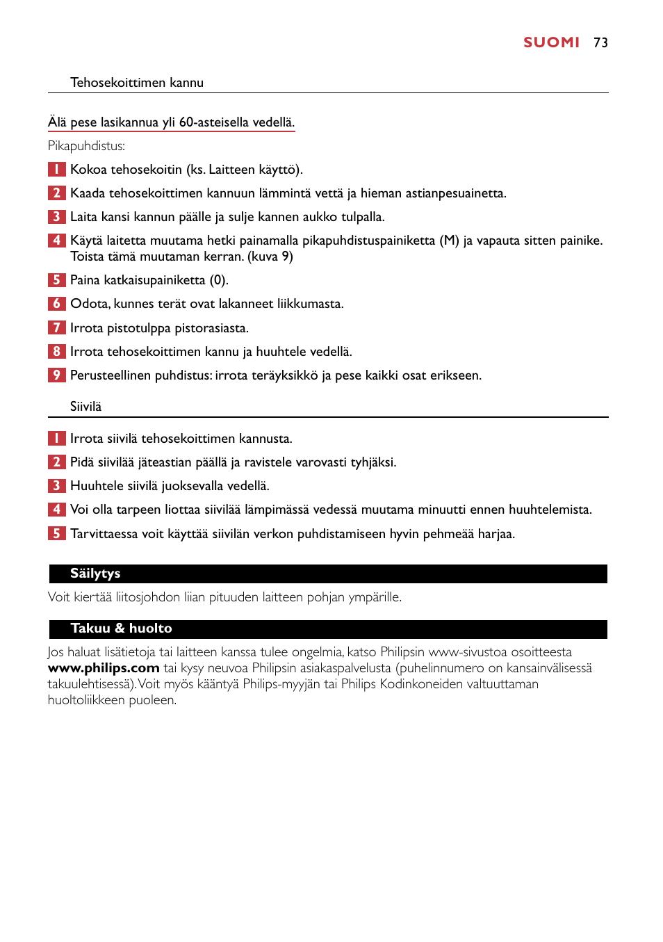 Philips HR1741 User Manual | Page 73 / 100