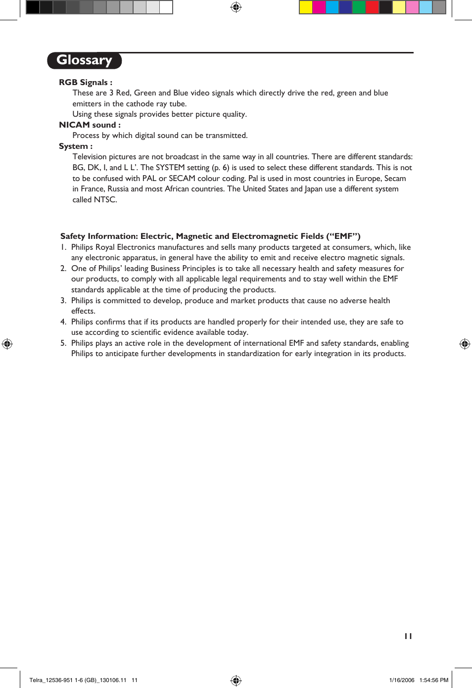 Glossary | Philips 14PT1521 User Manual | Page 13 / 76