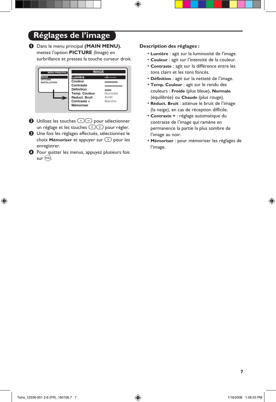 Réglages de l’image | Philips 14PT1521 User Manual | Page 21 / 76