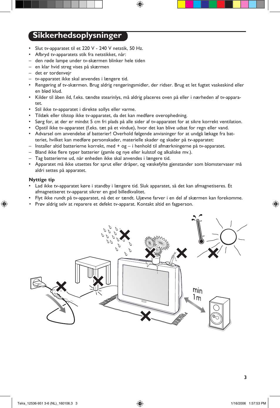 Sikkerhedsoplysninger | Philips 14PT1521 User Manual | Page 29 / 76