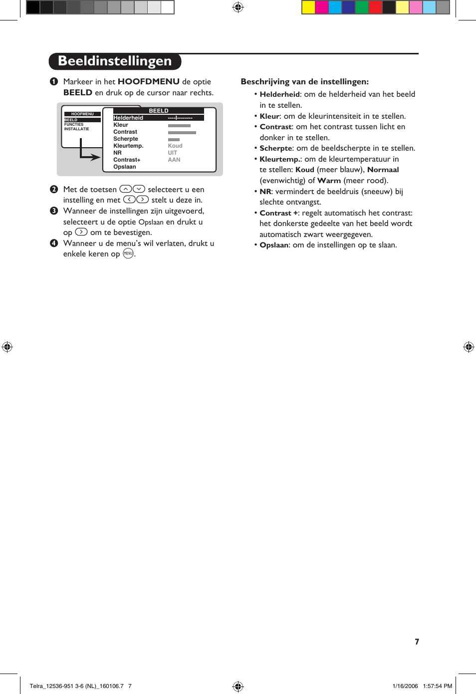 Beeldinstellingen | Philips 14PT1521 User Manual | Page 33 / 76