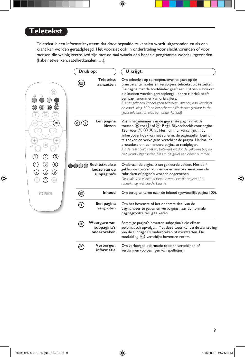 Teletekst | Philips 14PT1521 User Manual | Page 35 / 76