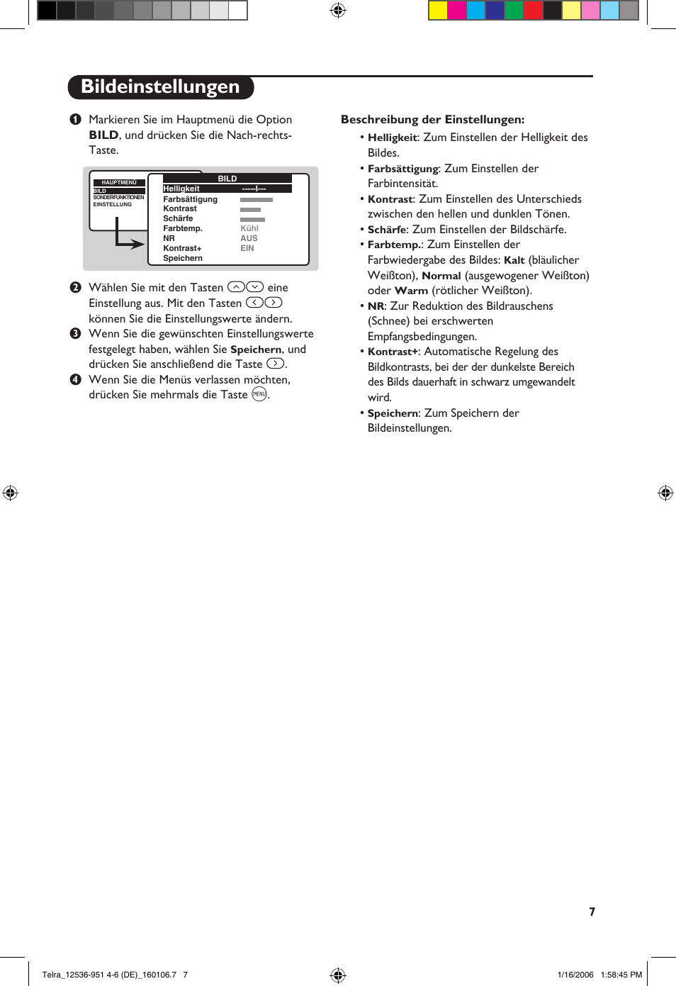 Bildeinstellungen | Philips 14PT1521 User Manual | Page 45 / 76