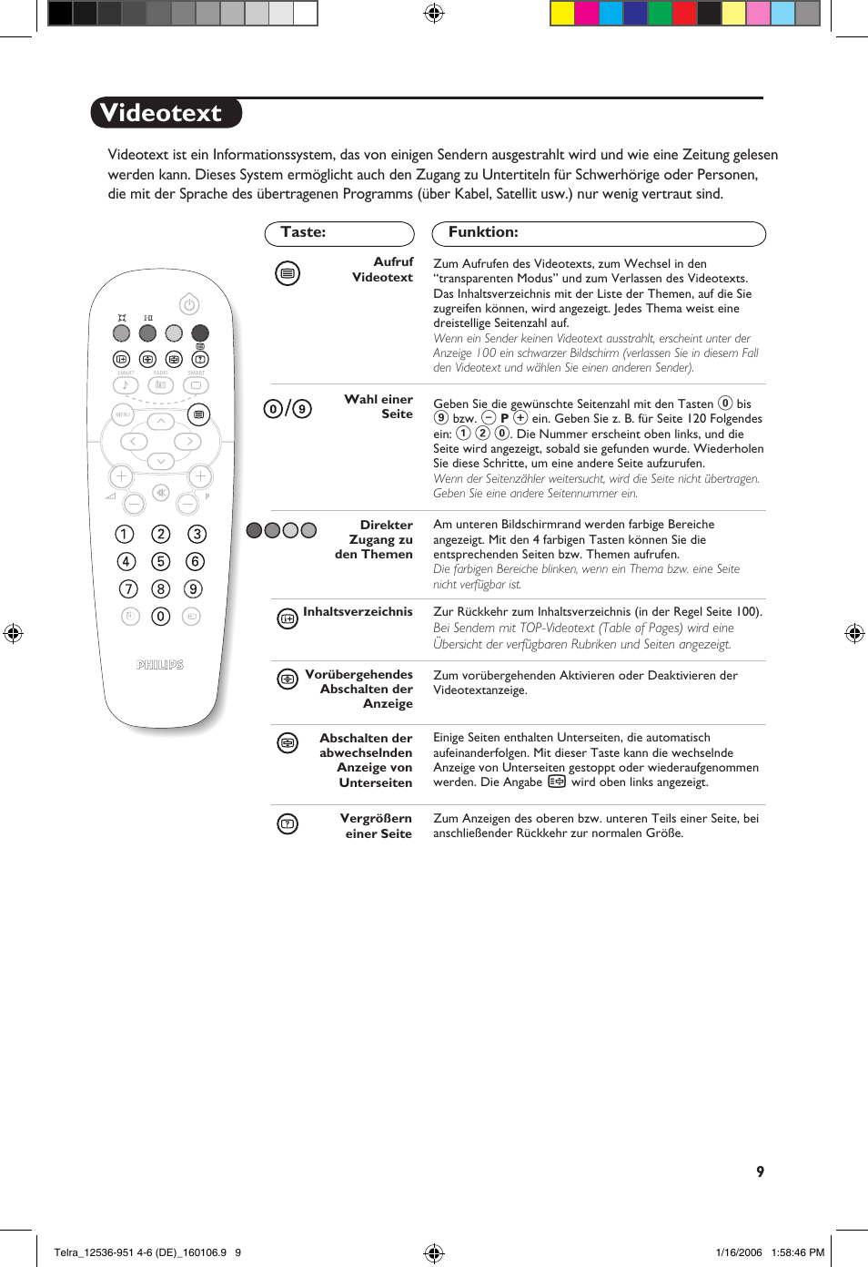 Videotext | Philips 14PT1521 User Manual | Page 47 / 76