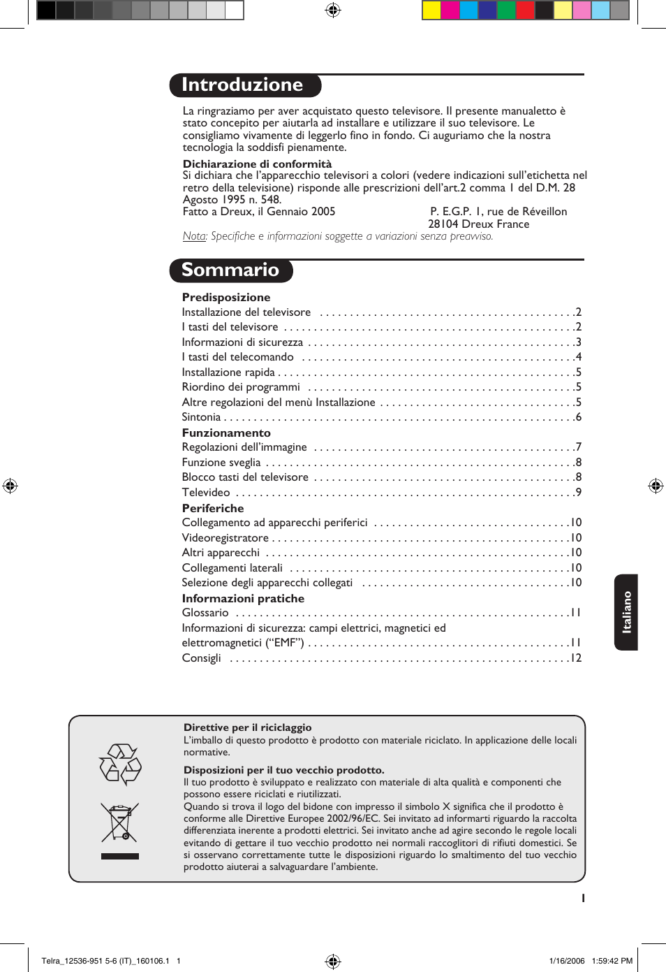 Introduzione sommario | Philips 14PT1521 User Manual | Page 51 / 76