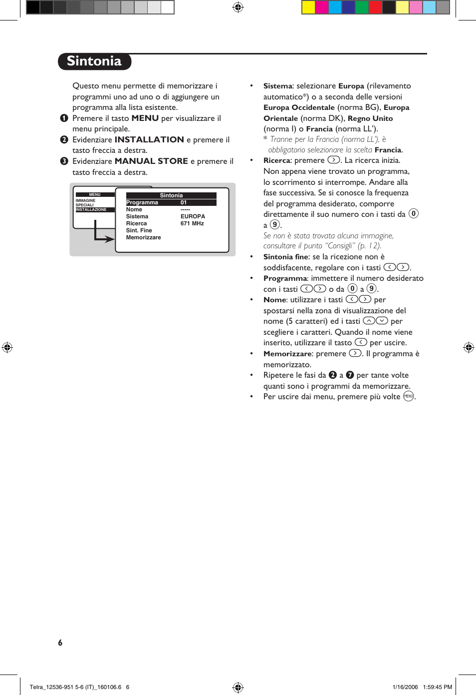 Sintonia | Philips 14PT1521 User Manual | Page 56 / 76