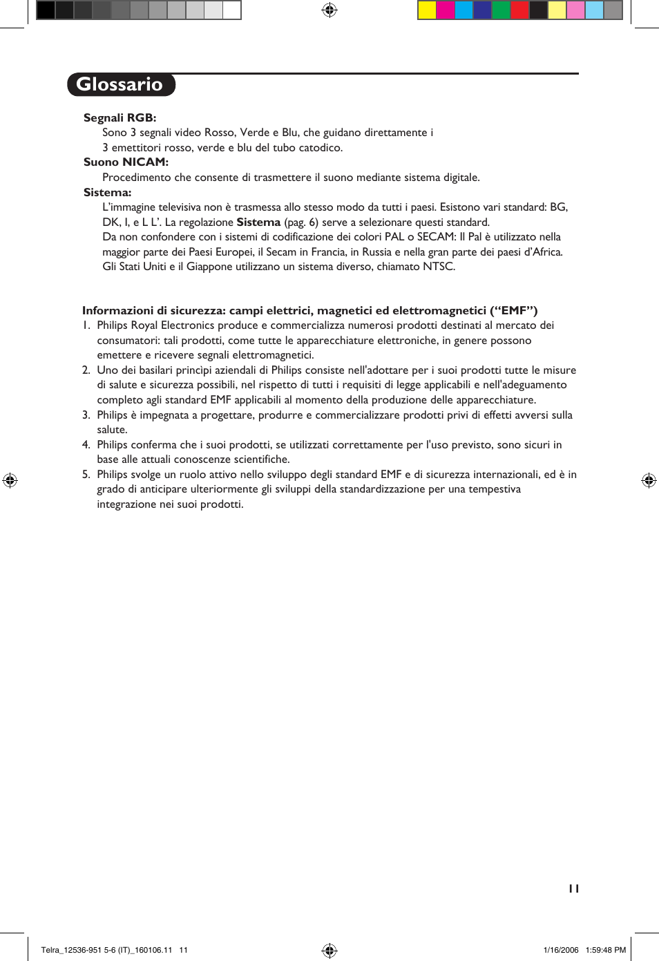 Glossario | Philips 14PT1521 User Manual | Page 61 / 76