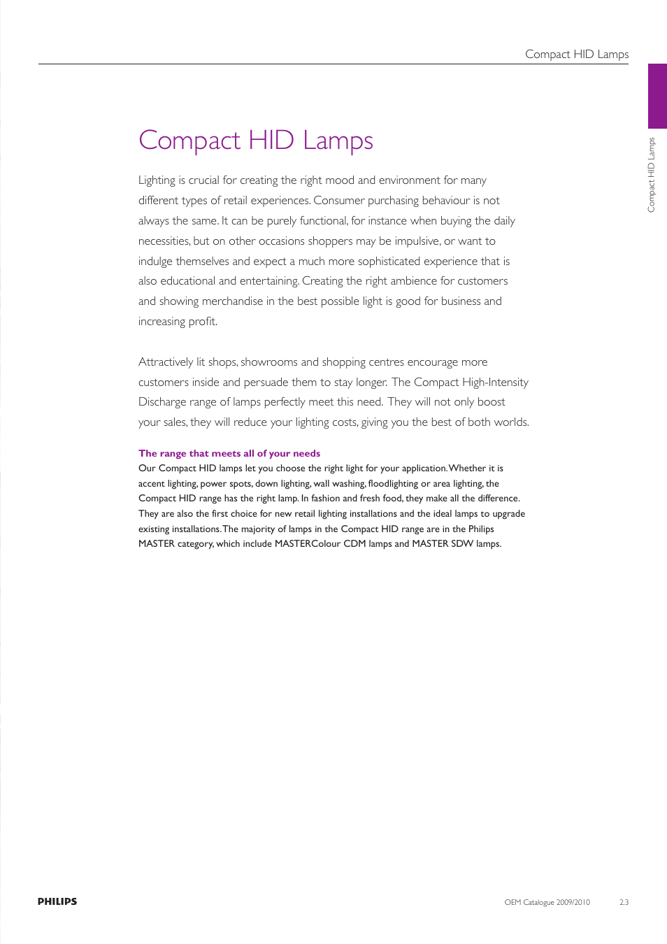 Compact hid lamps | Philips Compact HID Lamp and Gear User Manual | Page 3 / 100