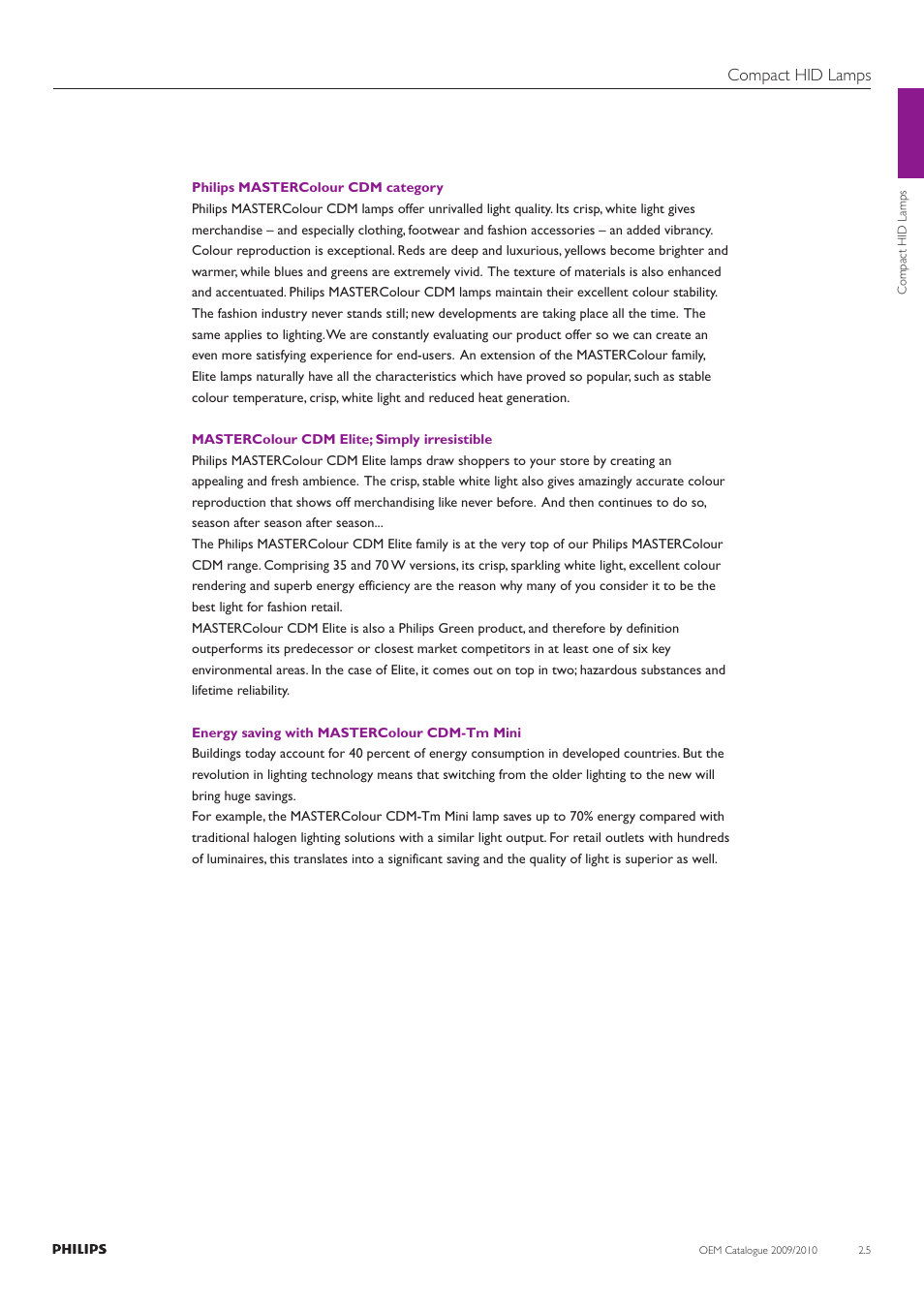 Compact hid lamps | Philips Compact HID Lamp and Gear User Manual | Page 5 / 100