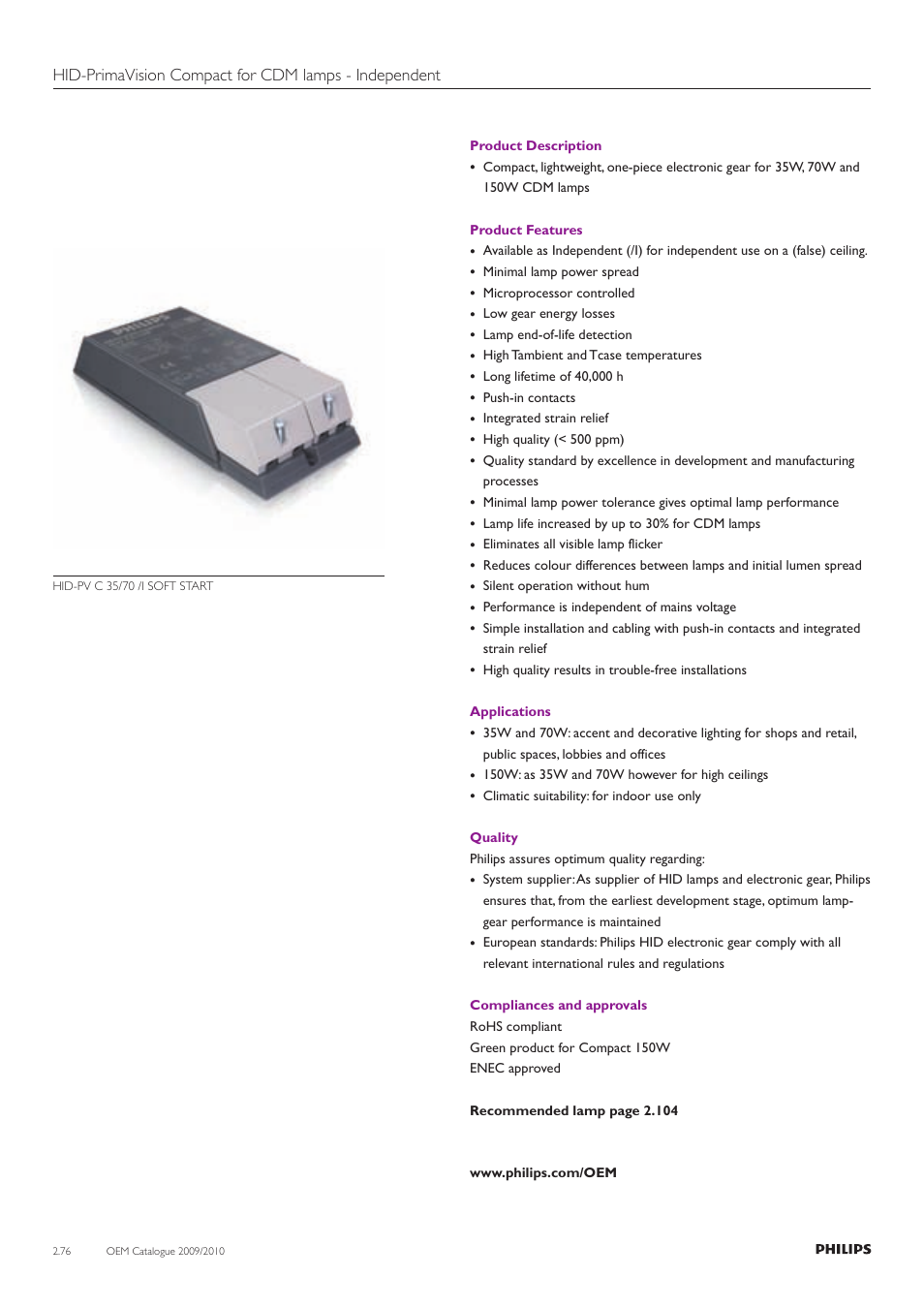 Philips Compact HID Lamp and Gear User Manual | Page 76 / 100