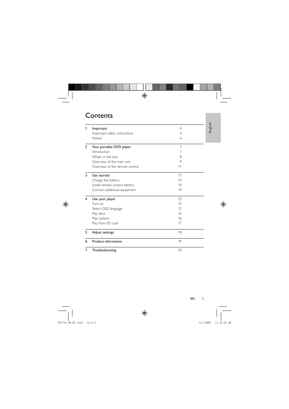 Philips PET744 User Manual | Page 2 / 20