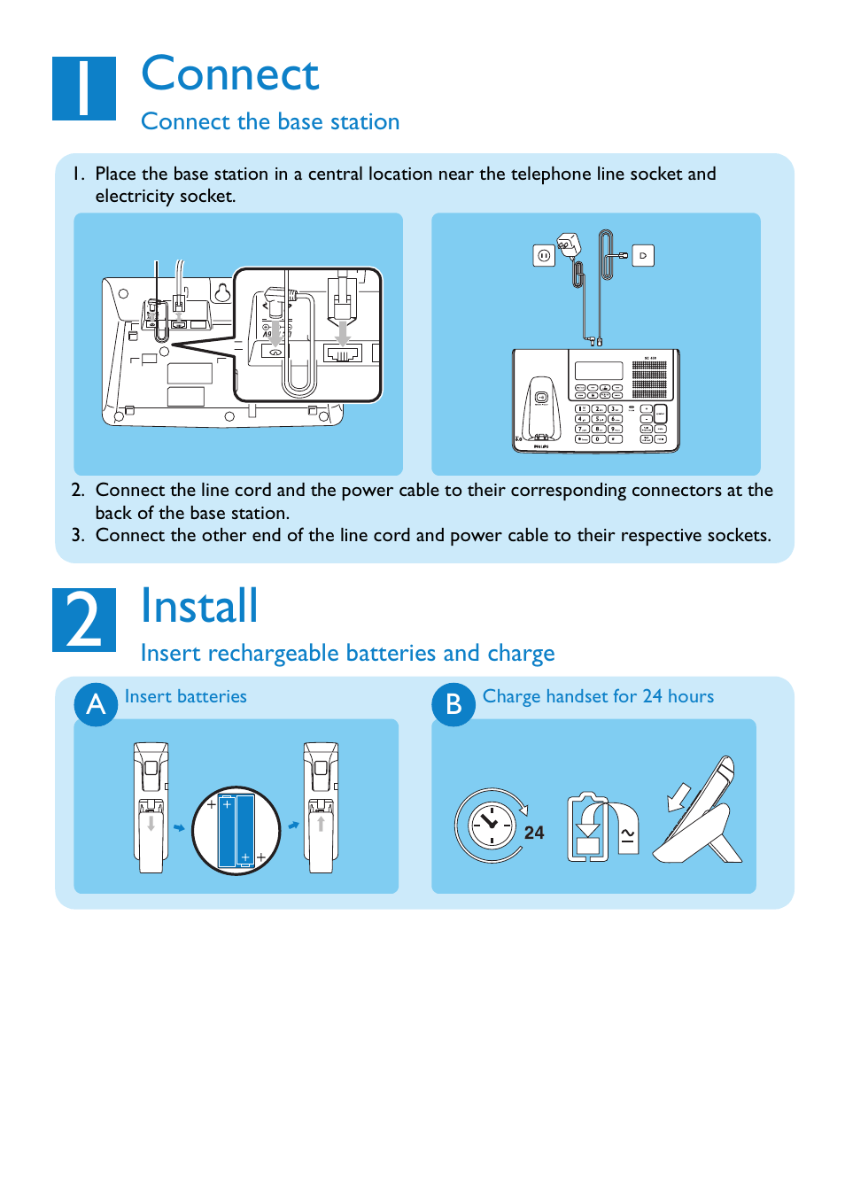 Connect, Install | Philips SE658 User Manual | Page 3 / 6