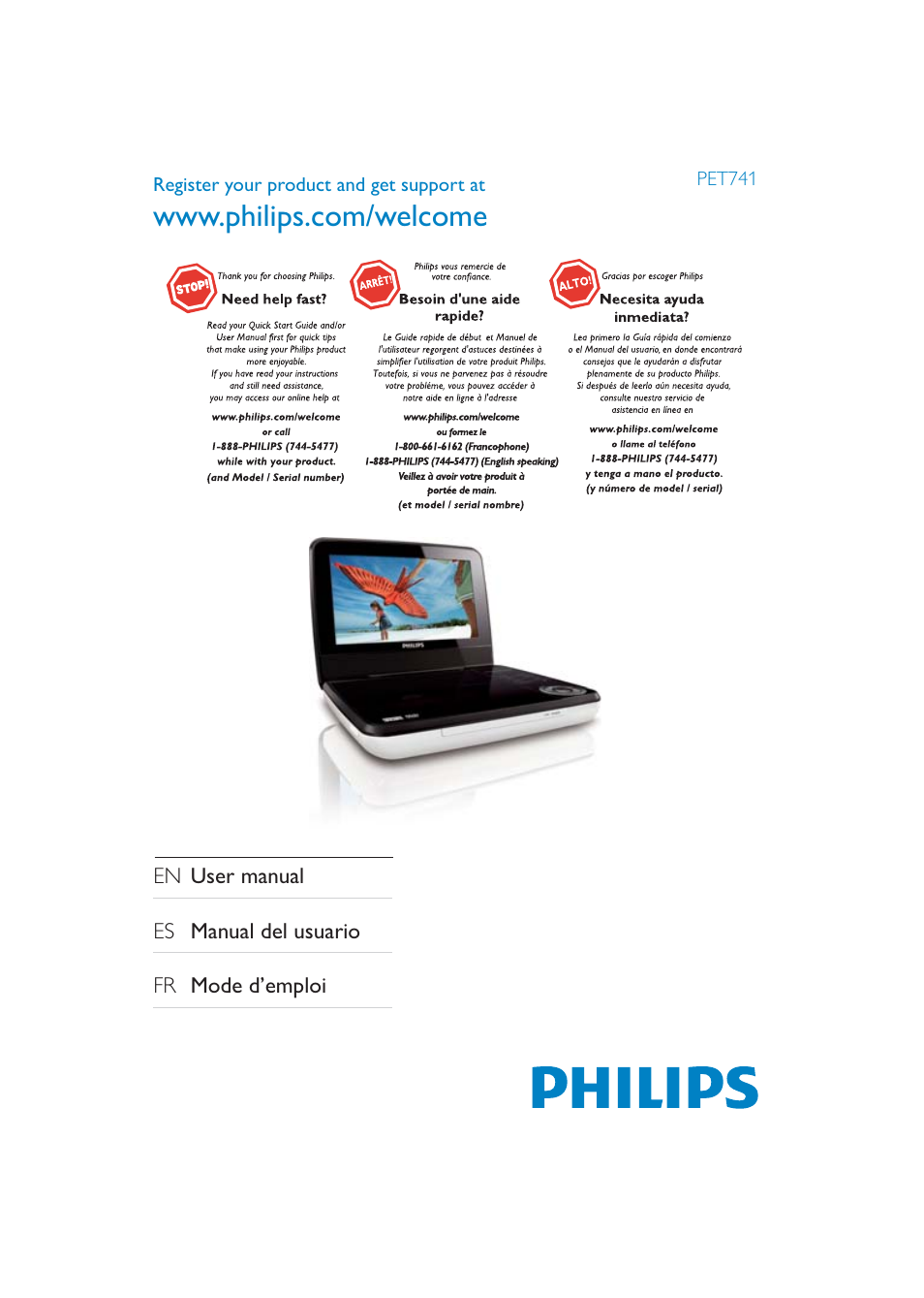 Philips PET741/37 User Manual | 20 pages