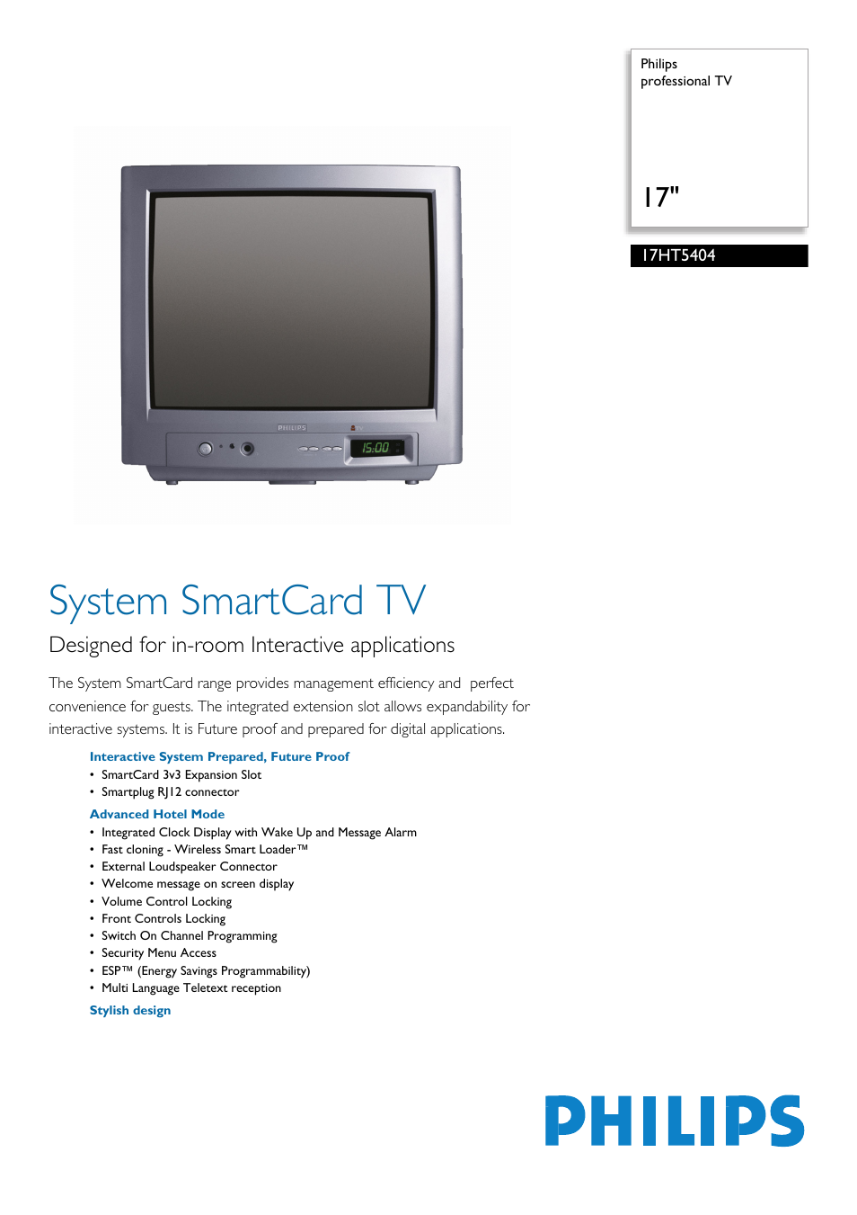 Philips 17HT5404 User Manual | 2 pages