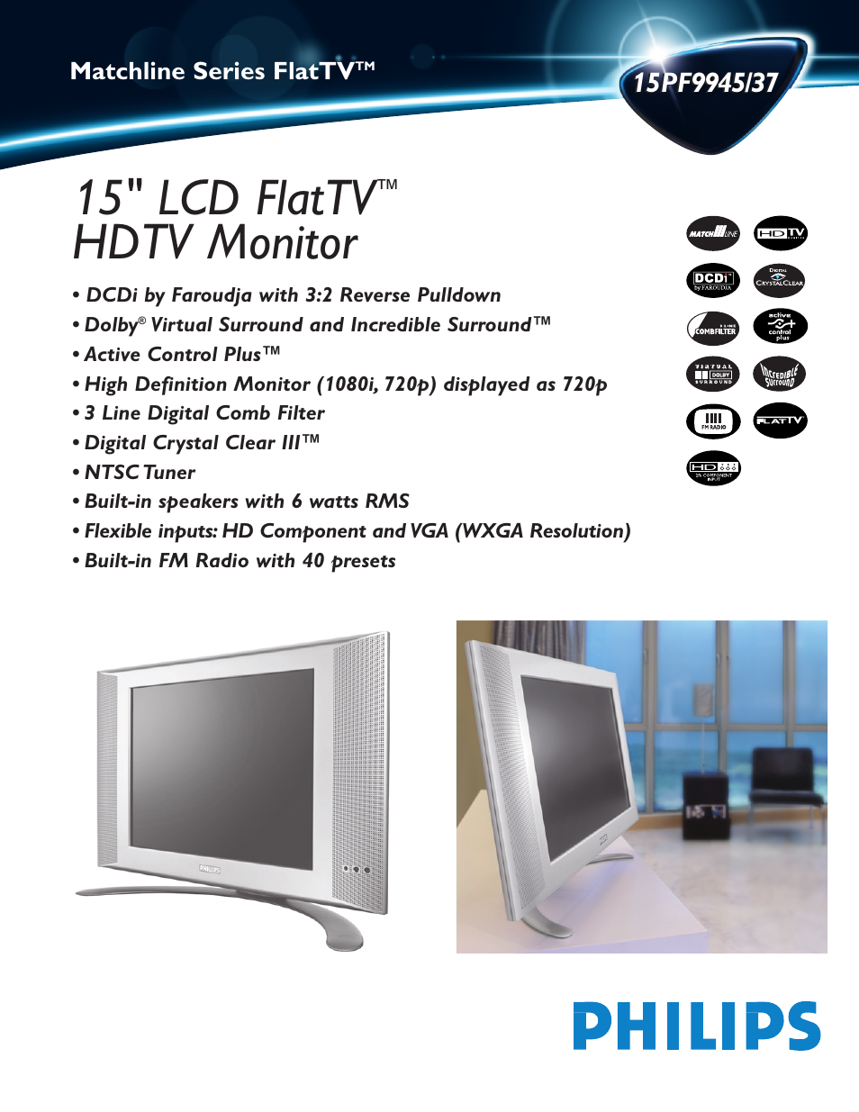 Philips 15PF9945/37 User Manual | 2 pages