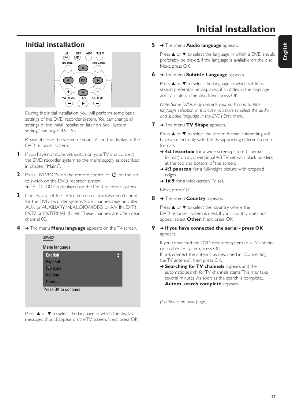 Initial installation, Connecting a camcorder to cam 1 or cam 2, Connecting headphones | Philips LX7500R/04 User Manual | Page 17 / 70