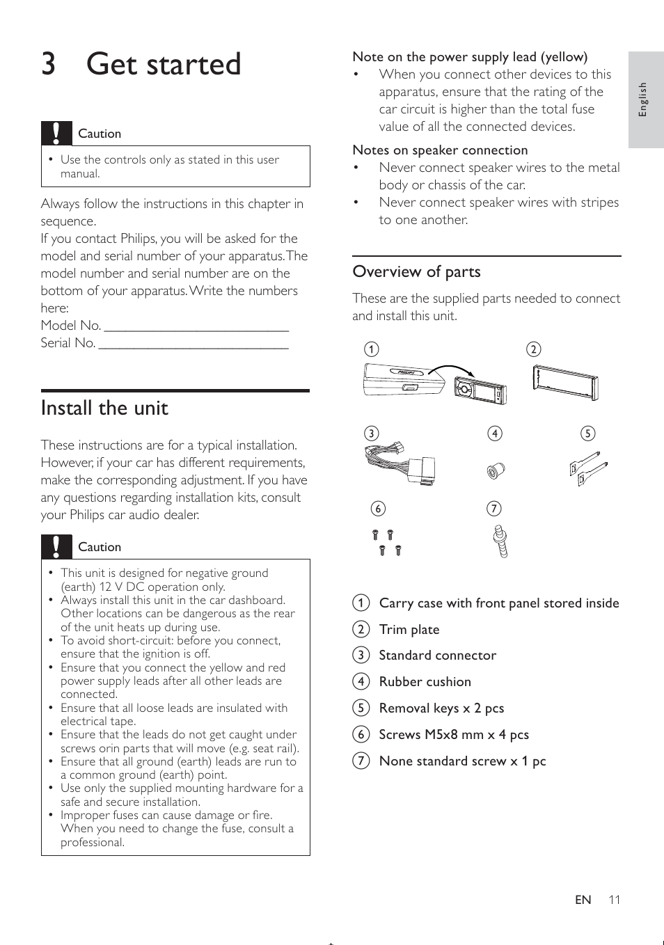 3 get started, Install the unit | Philips CED370/00 User Manual | Page 10 / 41