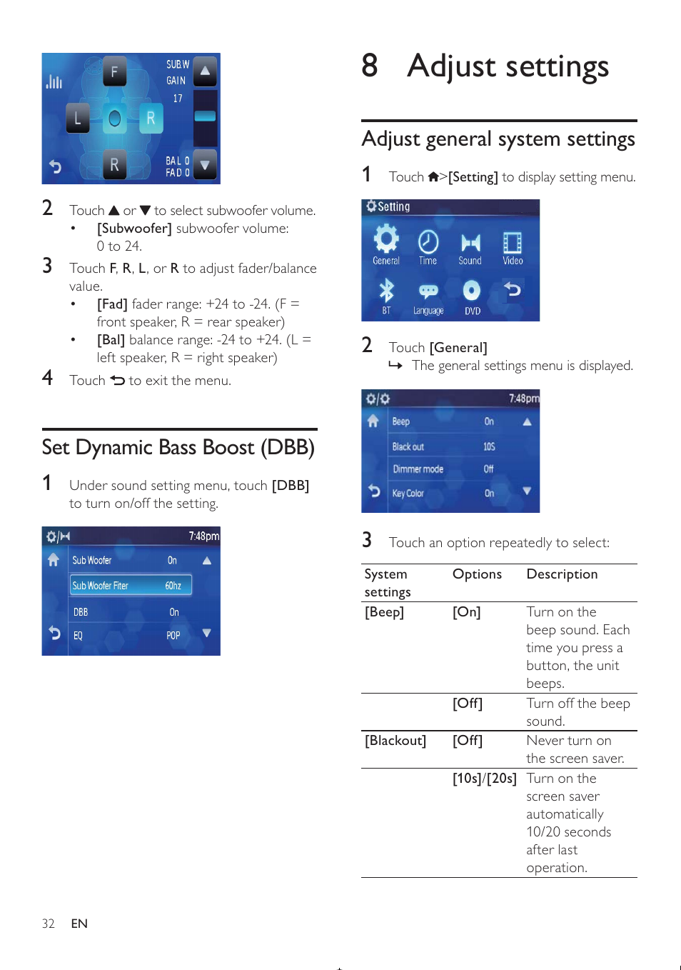 8 adjust settings | Philips CED370/00 User Manual | Page 31 / 41