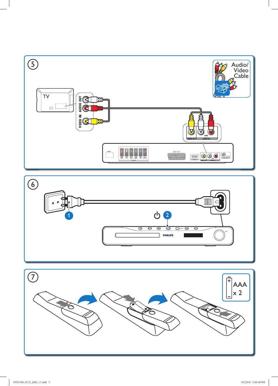 Aaa x 2 | Philips HTS3540/12 User Manual | Page 5 / 8