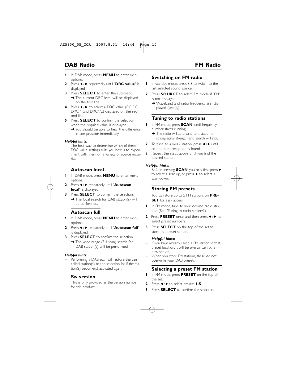 Dab radio fm radio | Philips DAB FM radio AE5900 User Manual | Page 10 / 43