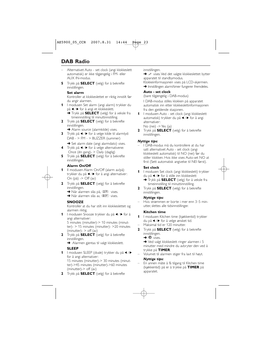 Dab radio | Philips DAB FM radio AE5900 User Manual | Page 23 / 43
