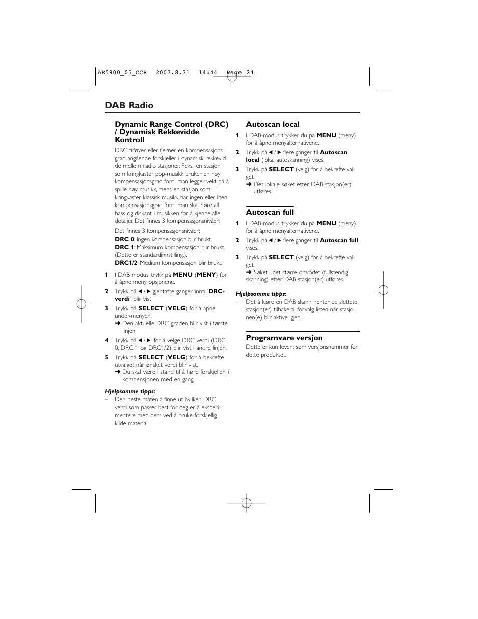 Dab radio | Philips DAB FM radio AE5900 User Manual | Page 24 / 43