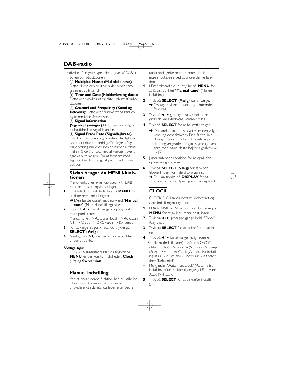 Dab-radio | Philips DAB FM radio AE5900 User Manual | Page 36 / 43