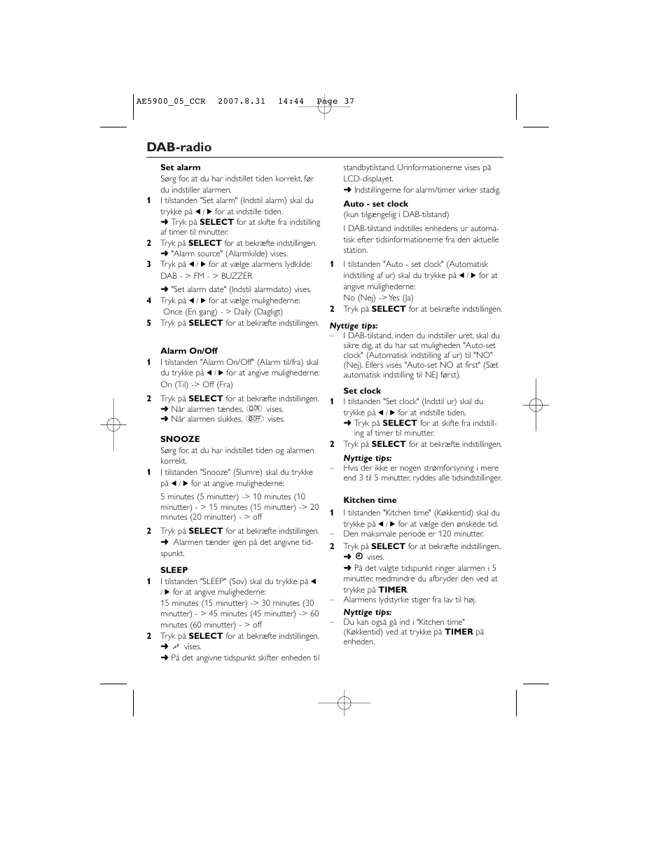 Dab-radio | Philips DAB FM radio AE5900 User Manual | Page 37 / 43