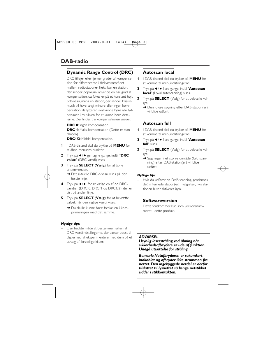 Dab-radio | Philips DAB FM radio AE5900 User Manual | Page 38 / 43