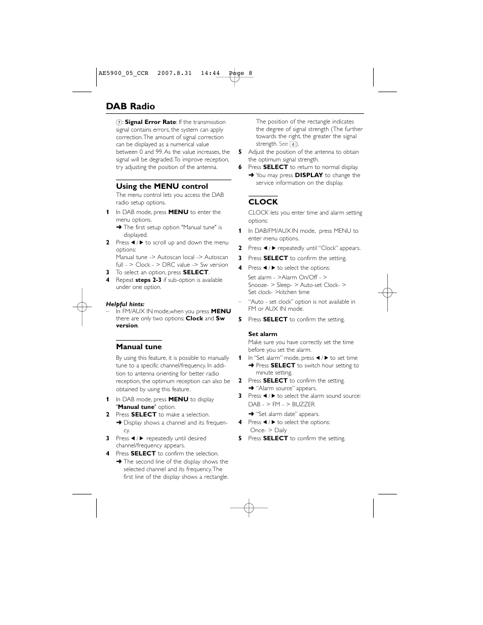 Dab radio | Philips DAB FM radio AE5900 User Manual | Page 8 / 43