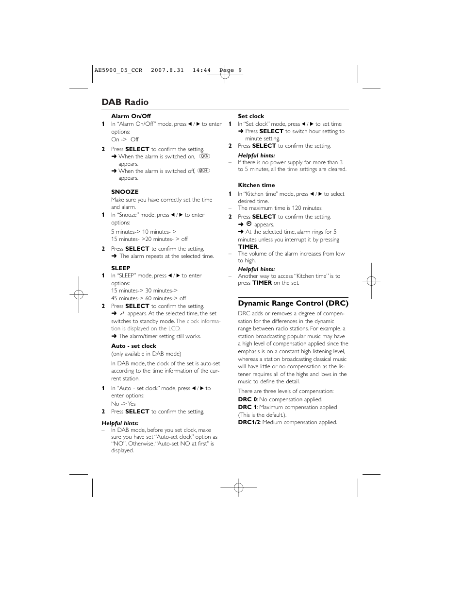 Dab radio | Philips DAB FM radio AE5900 User Manual | Page 9 / 43