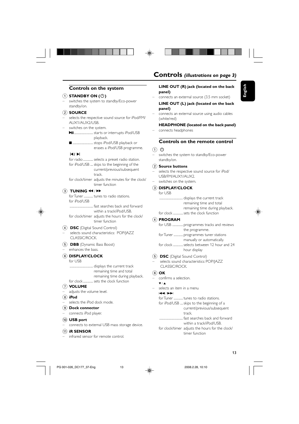 Controls | Philips DC177 User Manual | Page 13 / 27