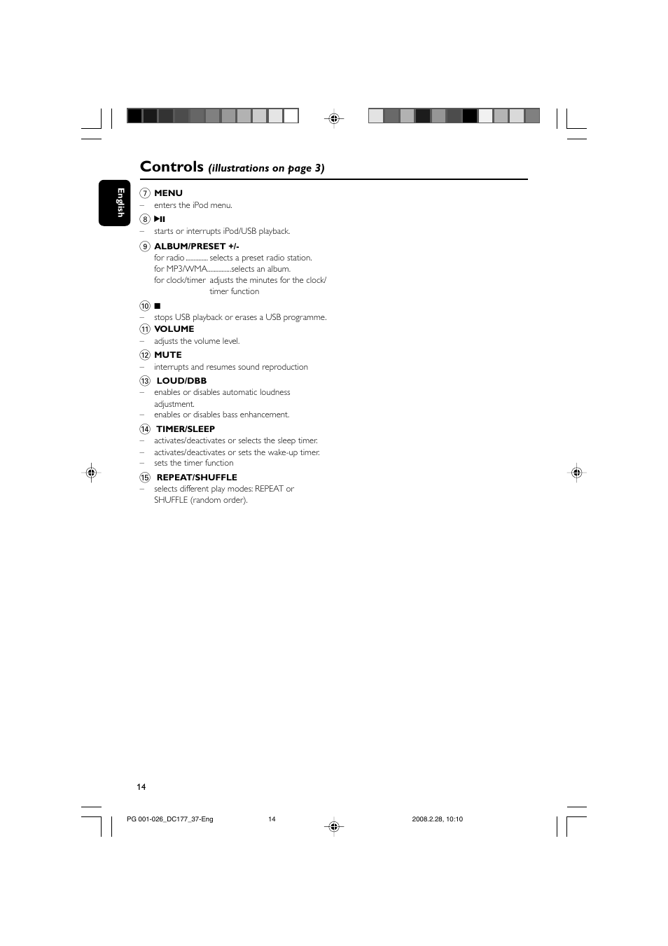 Controls | Philips DC177 User Manual | Page 14 / 27