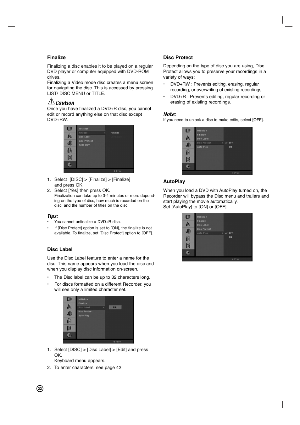 Philips VCR & DVD PLAYER DVDR3320V User Manual | Page 22 / 48