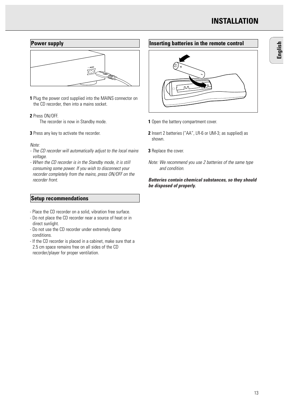 Installation | Philips CDR951 User Manual | Page 5 / 5